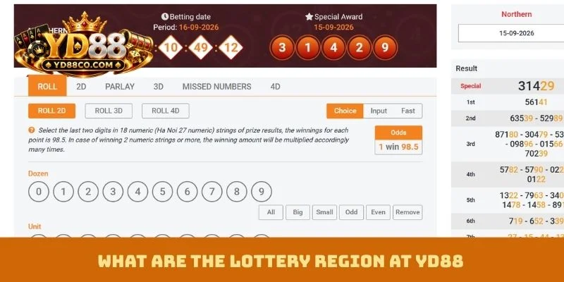 What are the lottery region at YD88